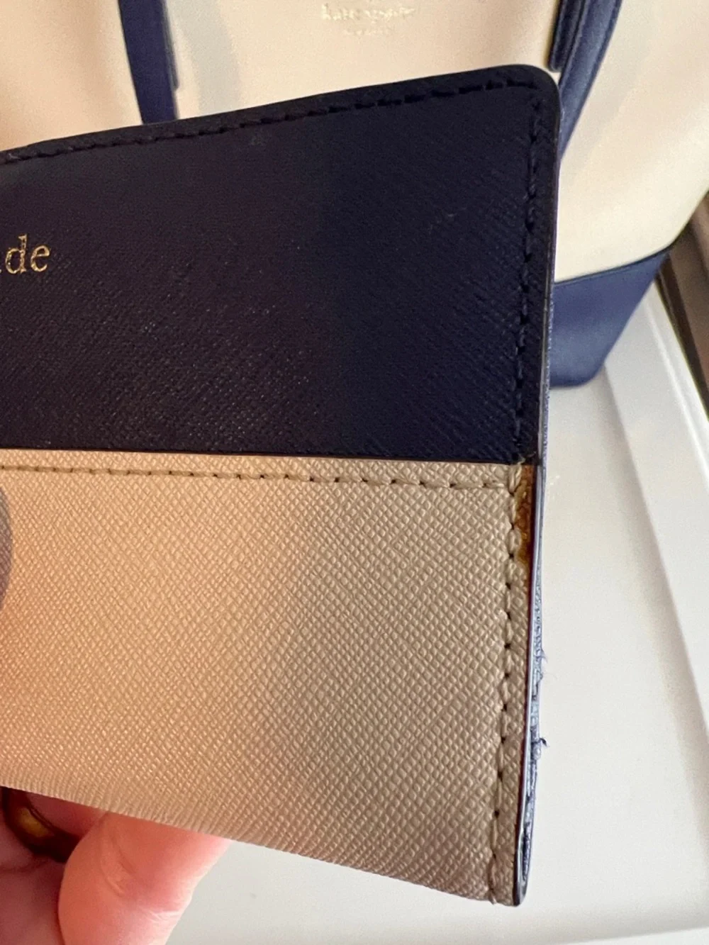 kate spade Cream and Navy Two-Tone Tote with Matching Wallet